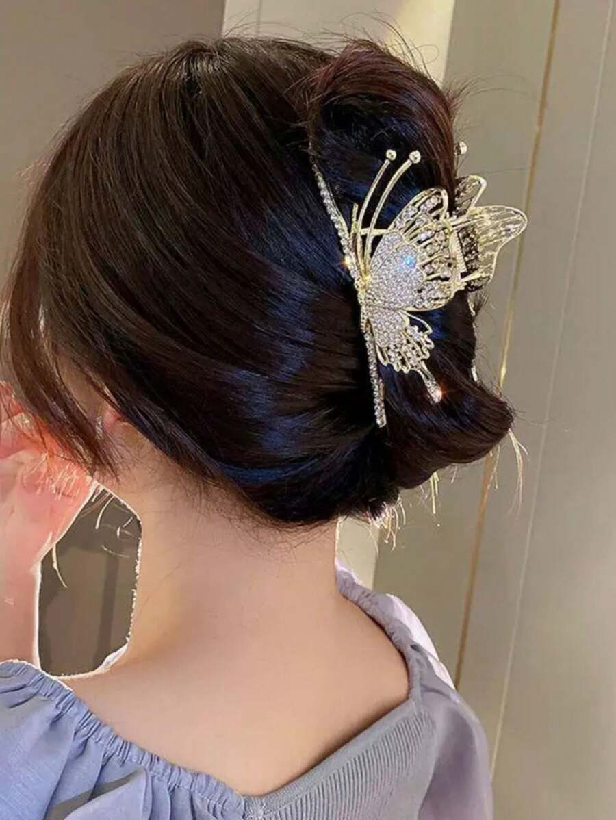 Hair Piranha Metal Rhinestones Luxury Large 11cm Butterfly - 金色 - 查看 1