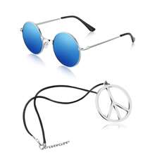 Hippie Dressing Accessory Set Hippie Glasses And Peace Sign Necklace Prom Halloween - Brown - View 15