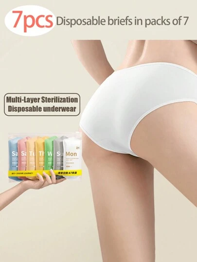 7Pcs/Set Women's Disposable Triangle Panties, Suitable For Everyday, Travel And Outdoor Use Travel Essentials School Back To School School Supplies Holiday Camping Holiday Essentials Vacation Accessories Mini Summer Bag For School School Accessories School Stuff