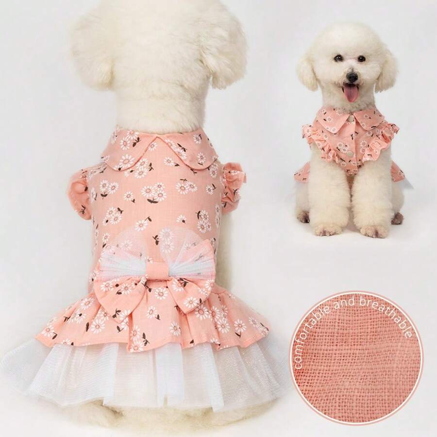 狗狗裙子，夏季清新泡泡裙：舒适透气可爱公主裙，小型犬