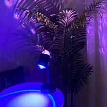 二合一日落和波浪桌投影仪灯,可调节高度 360° 旋转照明头,氛围夜灯,USB 供电,适用于卧室、客厅、墙壁、摄影、生日派对、节日装饰 - 黑色 - 查看 9