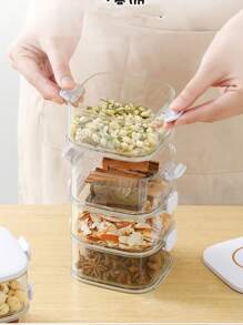 1 件装透明塑料多层香料收纳盒调味品容器厨房用 - 白色 - 查看 3