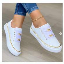 Women's Memory Foam Low Top Canvas Sneaker - trắng - Xem 1