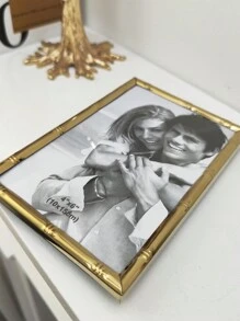 1 个随机尺寸 6 英寸/ 7 英寸/ 8 英寸/ 10 英寸细金竹形金属相框，桌面或壁挂，简约设计，可展示证书、婚礼照片、婴儿照片 - 金色 - 查看 6