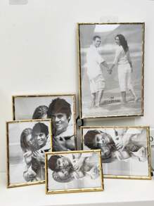 1 个随机尺寸 6 英寸/ 7 英寸/ 8 英寸/ 10 英寸细金竹形金属相框，桌面或壁挂，简约设计，可展示证书、婚礼照片、婴儿照片 - 金色 - 查看 2