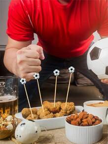 25/40 Stück, Schwarz-Weiß Fußball Cocktail Sushi Spieße, Einweg Obst Spieße, Cocktail Bambus Spieße, dekorative Zahnstocher, Holz-Thema Hochzeit Party Kuchen Appetizer Sandwich Desserts Bambus Spieße