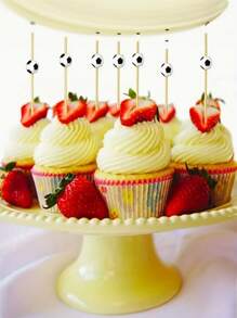 25/40 Stück, Schwarz-Weiß Fußball Cocktail Sushi Spieße, Einweg Obst Spieße, Cocktail Bambus Spieße, dekorative Zahnstocher, Holz-Thema Hochzeit Party Kuchen Appetizer Sandwich Desserts Bambus Spieße