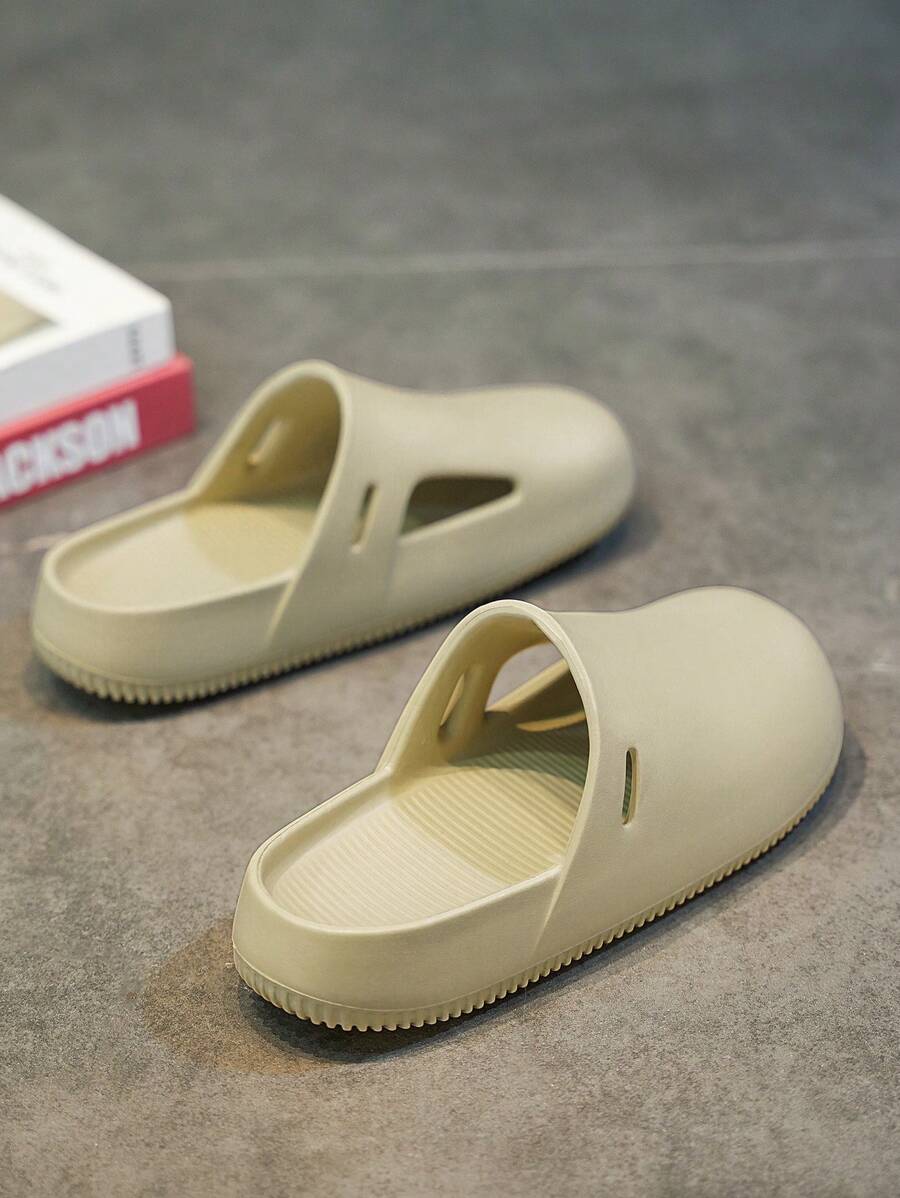 Men's Lightweight, Non-Slip, Slide Sandals For Indoor/Outdoor Casual Wear, Strap Slippers, Suitable For Street, Beach, Kitchen And Outdoor Activities - Khaki - View 1