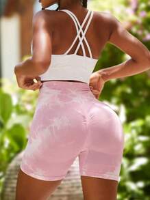 3 Piezas Short Deportivo Tie Dye Pantalones Cortos Gym Yoga levanta gluteo surtido al azar - Multicolor - Ver 8