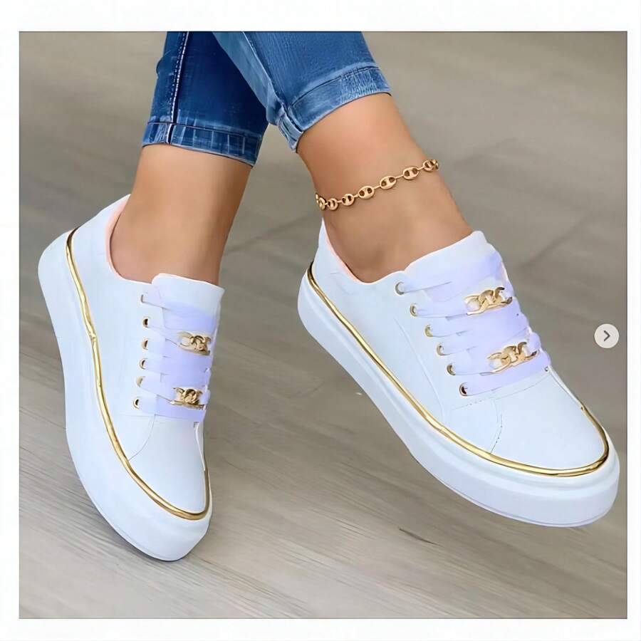 Women's Low Top Canvas Sneaker +Memory Foam+Womens Shoes - 白色 - 查看 1