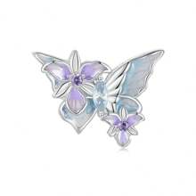 bamoer Bijou Bamoer en argent sterling 925 Charm de fleur de lotus en forme de cœur, avec étoiles violettes, lune et pendentif en zirconium. Convient pour les femmes, pour bricoler des bracelets, colliers. Idéal pour la Saint-Valentin
