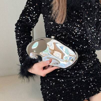 金色亞克力晚宴手拿包，手提包，肩背包，斜挎包，配鏈帶