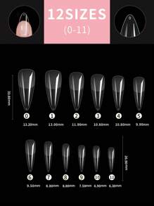 120片/150片杏仁形全覆盖雕塑软胶美甲贴纸，预成型，家用DIY及美甲沙龙适用，按压式美甲贴片 - 無色 - 查看 7