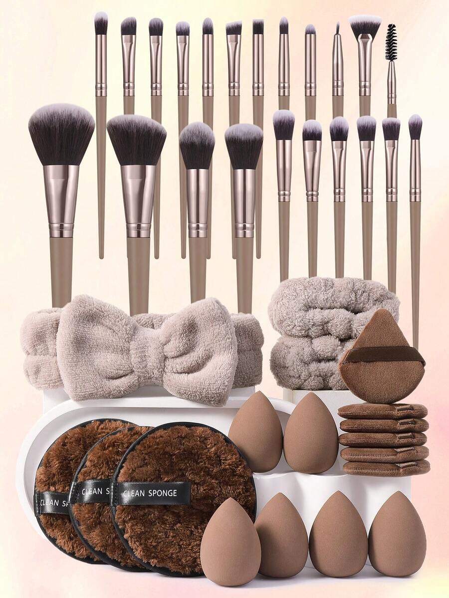 40PCS Makeup Tools Set Including:22PCS Makeup Brush Sets+6PCS Makeup Sponge+6PCS Triangle Powder Puffs+3PCS Facial Cleansing Sponges+1pc Hairband+2PCS Hand Bowl Strap,Brush Set,Makeup Brush Kit,Make Up Brush Set,Make Up Set Complete,Makeup Brush Set,Complete Makeup Kit,Brush Kit,Brushes Makeup Set,Makeup Gift Set,Set - Multicolor - View 1