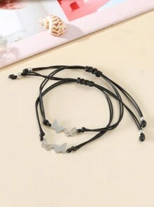 Goodwaro 2pcs/3pcs Set Back To School Gift Stainless Steel Butterfly Matching Bracelets For Mother And Daughter - Three-row Butterfly 3-piece Set - View 10