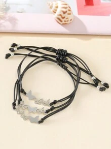 Goodwaro 2pcs/3pcs Set Back To School Gift Stainless Steel Butterfly Matching Bracelets For Mother And Daughter - Three-row Butterfly 3-piece Set - View 11