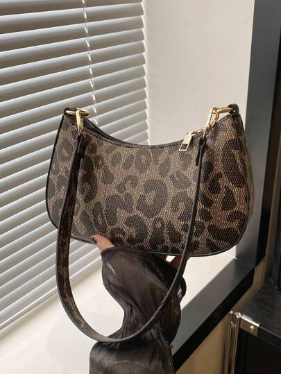 Bolso de bandolera con estampado de leopardo vintage, bolso baguette casual de moda, bolso diario multifuncional de moda para mujer, bolso elegante y maduro, bolso con estampado de leopardo de moda, bolso de mujer con estampado animal, cartera de mujer con estampado de guepardo de moda para otoño/invierno, nuevo bolso de mujer con estampado de tigre para otoño/invierno