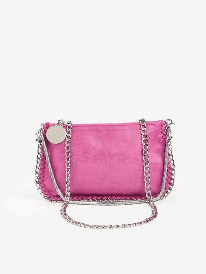 Handmade Chain Strap Multi-Purpose Metallic Color Baguette Underarm Handheld Shoulder Crossbody Bag