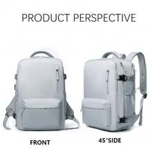 輕量且大容量背包，商務旅行短途旅行包，旅行背包，時尚男女行李包，適用於男女，可隨身攜帶，商務工作防水背包，具有筆記本電腦隔層，經過航班審批可以攜帶個人物品登機。 - 灰色 - 查看 9
