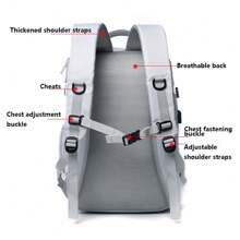 輕量且大容量背包，商務旅行短途旅行包，旅行背包，時尚男女行李包，適用於男女，可隨身攜帶，商務工作防水背包，具有筆記本電腦隔層，經過航班審批可以攜帶個人物品登機。 - 灰色 - 查看 8