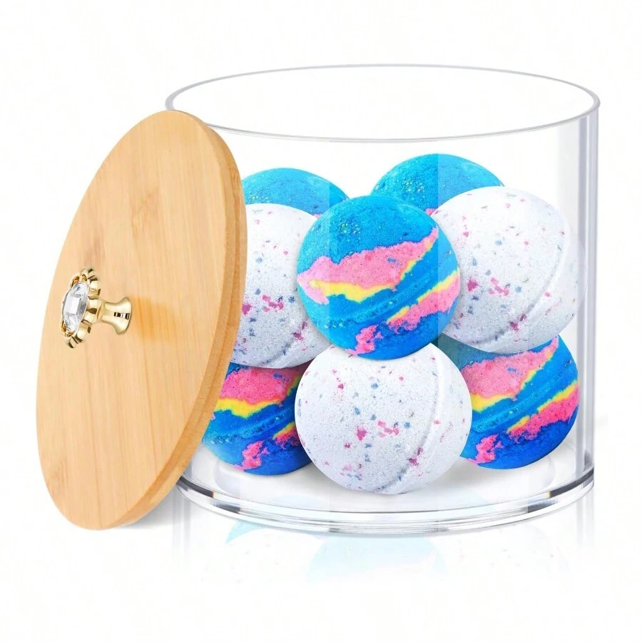 1-Pack Laundry Pods Container For Laundry Room Organization And Storage, Large Capacity Acrylic Laundry Detergent Powder Container Dispenser With Bamboo Lids For Organizing - Transparent - View 1