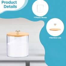 1-Pack Laundry Pods Container For Laundry Room Organization And Storage, Large Capacity Acrylic Laundry Detergent Powder Container Dispenser With Bamboo Lids For Organizing - Transparent - View 6