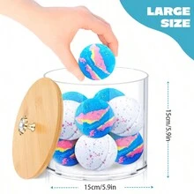 1-Pack Laundry Pods Container For Laundry Room Organization And Storage, Large Capacity Acrylic Laundry Detergent Powder Container Dispenser With Bamboo Lids For Organizing - Transparent - View 7