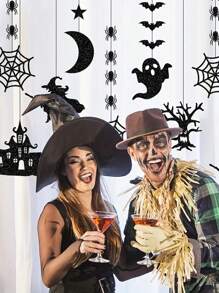 6 件/套万圣节装饰品，铁艺工艺品悬挂蜘蛛、鬼、蝙蝠饰品，万圣节氛围装饰道具 - 彩色 - 查看 4