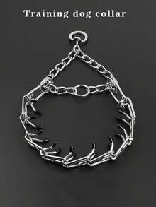 訓練犬隻尖刺鏈狗項圈，中大型犬用防爆防震控制P鏈 - 銀色 - 查看 1