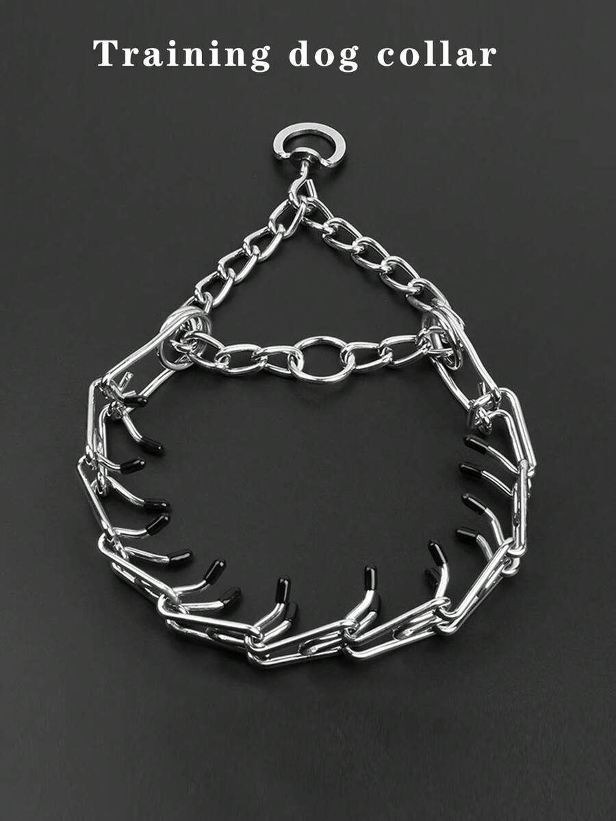 訓練犬隻尖刺鏈狗項圈，中大型犬用防爆防震控制P鏈 - 銀色 - 查看 1