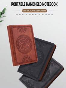 The 140-Page Retro Style Pu Leather Notebook Office Executive Ideal Stationery Gift For Writers And Journalists With Classic Patterned Elegant Diaries Back To School