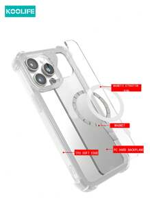 Apple Koolife 1pc Angel Eye Large Hole Transparent Anti-Drop Magnetic Protective Phone Case, Four Corner Anti-Drop Compatible With IPhone 16/16pro/16plus/16promax/11/12/12pro/12promax/13/13pro/13promax/14/14plus/14pro/14promax/15/15pro/15plus/15promax