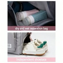 1 cái, Túi vải thô du lịch sức chứa lớn, Túi đựng đồ tập thể dục thể thao di động. Mang theo túi cuối tuần & túi qua đêm Trở lại trường học để đi du lịch Túi tập thể dục để cắm trại Hành trình cần thiết để đi bộ trở lại trường học vào mùa hè - Xám - Xem 8