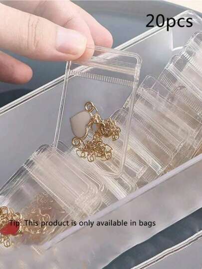 20个装便携透明首饰收纳袋，密封耳环及配饰袋，抗氧化自封首饰银器包装，保护并整理您的戒指、耳环和项链，适用于房间、家居、卧室、浴室、粉色房间等场合，可作礼盒、趣味礼物、收纳袋、化妆包、洗漱包、桌面收纳盒、化妆包、化妆袋、首饰盒、化妆刷收纳袋、香水收纳袋、小袋，是圣诞礼物和女士礼物的理想之选。