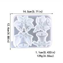 1 pieza Mold de silicona con campana de Navidad, Molde de fundición de resina para decoraciones navideñas, mold con adorno de árbol de navidad de Silicone, molde de aleación de aluminio DIY para llaveros, colgantes de joyería de molda, muñeco de plata con muelas de Christmas, moldes para tiones - Blanco - Ver 2