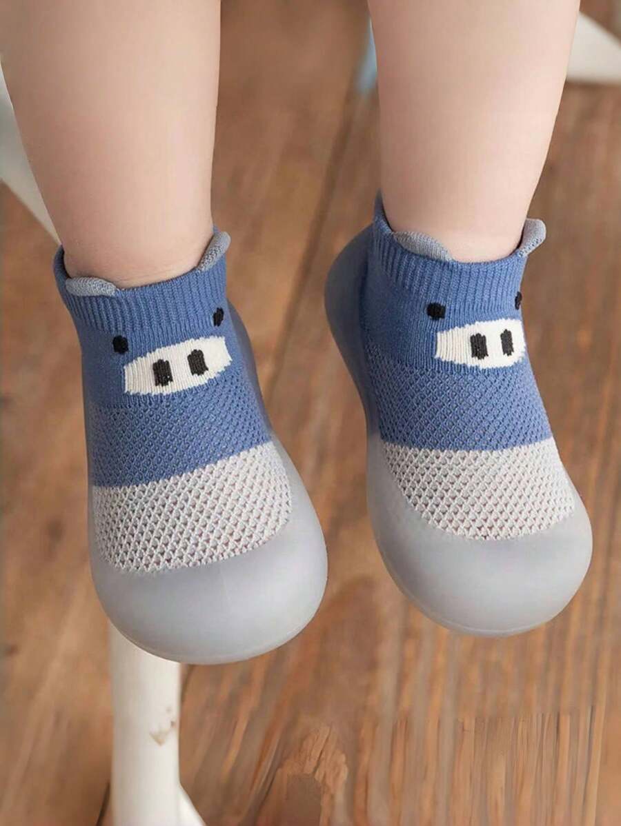 Scarpine neonato blu Scarpe per bambini raffiguranti animali carini Calzini a forma di scarpe per neonati Calzature morbide prima infanzia Sneaker da passeggio per neonati traspiranti in rete Anti-scivolo per uso esterno per bambine