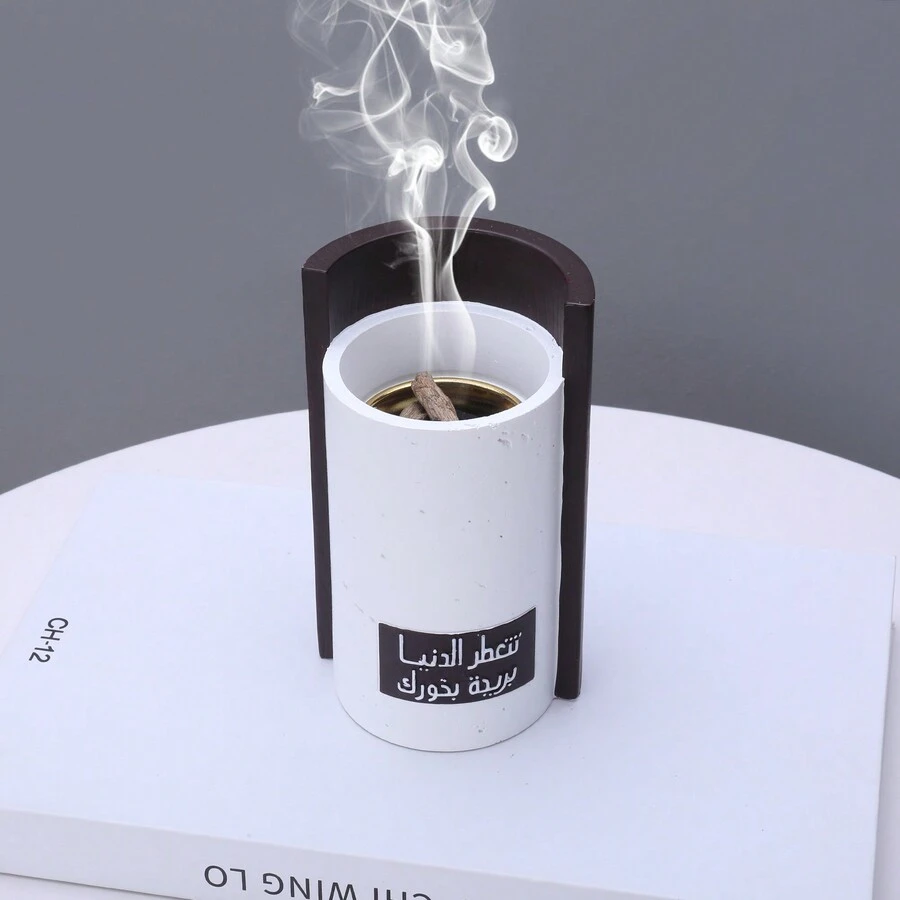 Đèn đốt hương liệu bằng nhựa vân gỗ thời trang sáng tạo, giá đỡ hương trang trí nhà cửa - màu đen - Xem 1