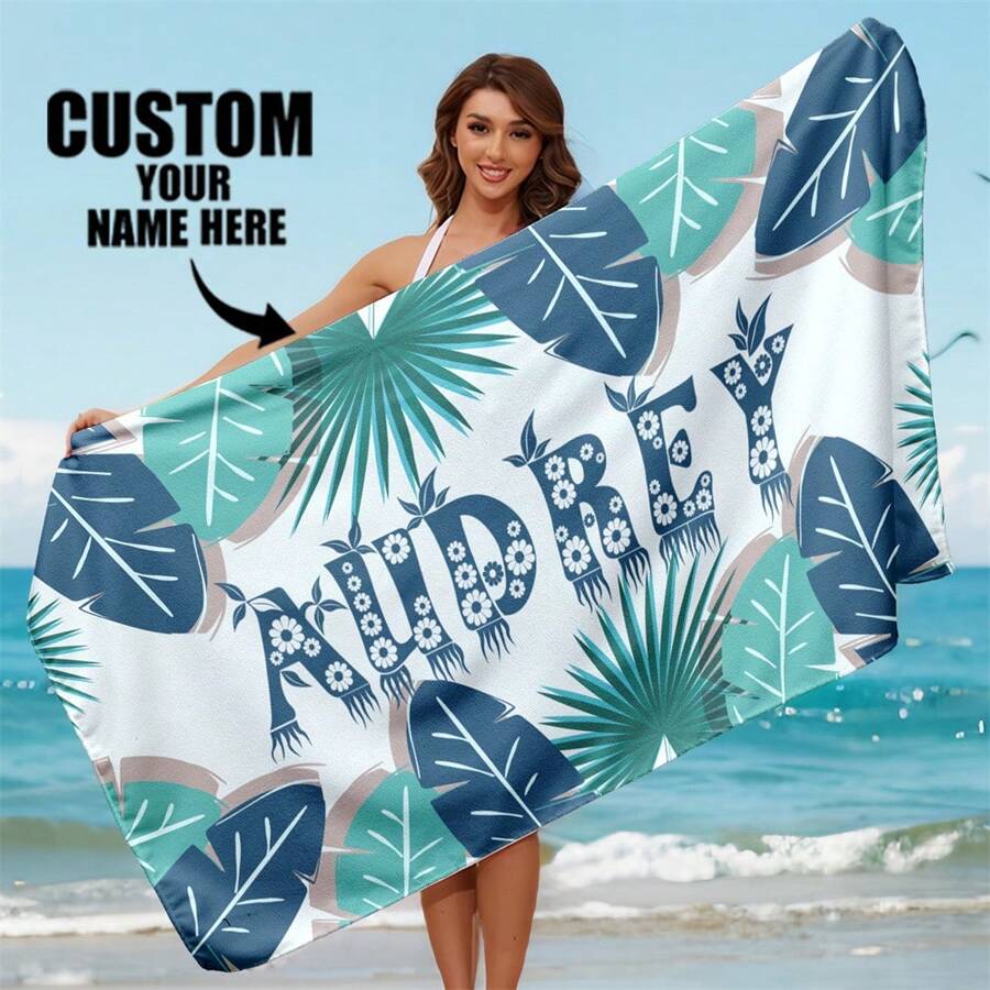 Customized Name Beach Towel, Personalized Text Bath Towel, Adult Swimming Pool Towel, Ren's Bath Towel, Vacation Gift, Beach Towel, Wedding Couples Commemorative Gift Dining Room, Bathroom, Living Room, Bedroom, School, Office, Tea Room, Home, Garden, For Valentine's Day, For Anniversaries, For Weddings, For Ren's Day, For Birthdays, For Father's Day, For Graduation, For Housewarming Holiday Bathroom Decor SummerTravel Essentials Travel Accessories Beach Essentials,Sunny Journey,Customized Beach Towels,Warm Ambience