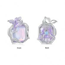 bamoer Bijou Bamoer en argent sterling 925 Charm de fleur de lotus en forme de cœur, avec étoiles violettes, lune et pendentif en zirconium. Convient pour les femmes, pour bricoler des bracelets, colliers. Idéal pour la Saint-Valentin
