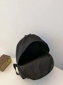 1 件 返校经典基本款潮流大号书包，带笔记本电脑隔层，时尚百搭背包，纯色，带蝴蝶结印花，防水运动包，优质耐用尼龙学校背包，带可调节肩带和宽敞的多个口袋，书包，轻便便携包，休闲旅行背包，非常适合毕业生、女孩和青少年女孩，非常适合户外、旅行、初中、高中和大学 - 黑色 - 查看 4