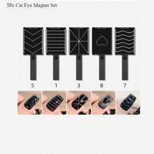 9 款猫眼磁铁套装适用于凝胶指甲油艺术易操作磁棒磁性指甲油猫眼笔用于指甲猫眼艺术磁棒用于指甲设计美甲套装 - 黑色 - 查看 19