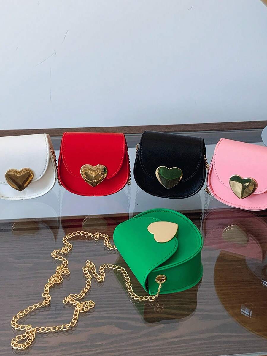 PU皮革时尚少女单肩包，心形斜挎包 - A - 查看 1