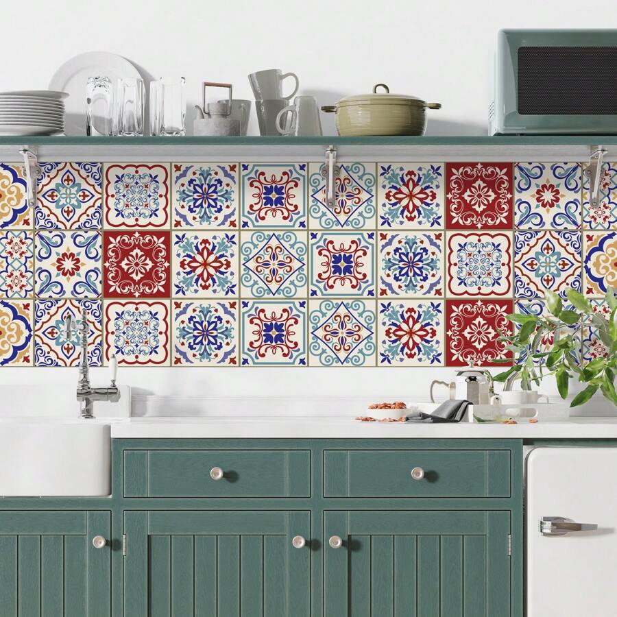 20pcs Of 4x4 Inch Tile Stickers Decorative Tiles Vinyl Stickers Wall Stickers Tile Stickers Peel And Stick Wall Decals