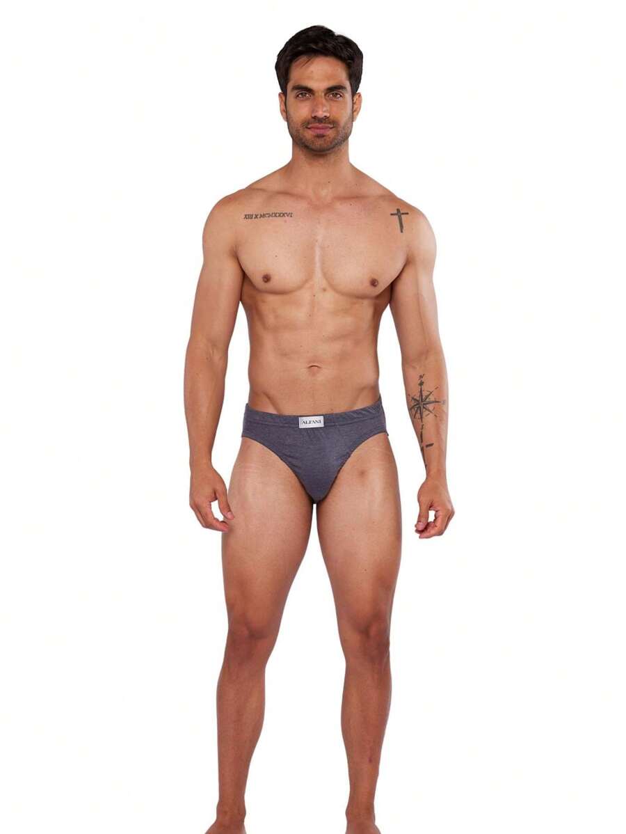 Calzoncillo Brief estilo Trusa Para Hombre 100% Algodon Premium - Ropa interior Alfani Jr40 - Gris Oscuro - Ver 1