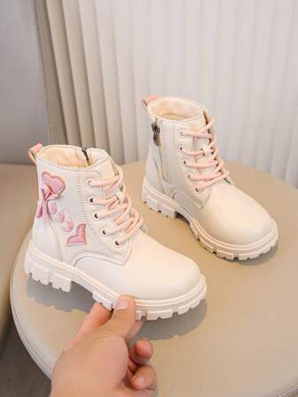 1pair New Heart, Bow & Clover Decor Kids Girls'  Boots