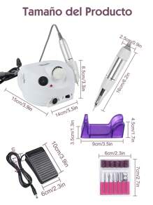 CasaBella Pulidor Esmeril De Uñas De 35000 Rpm Pulidor Profesional - Taladro eléctrico de uñas, herramientas para pulir uñas, kit de manicura de 110 V/220 V, juego de pedicura y lima de uñas acrílicas Removedor de Uñas, Pedicura, Pedicure, Amortiguador de 6 Pies, Salón de Belleza, Hogar, Principiante,Aparatos para Cuidado Personal Material para el arte de las uñas Rosa, Blanco - Blanco - Ver 7