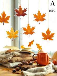 8pcs Autumn Birthday Party Decoration, Maple Leaf Hanging Ornaments, Thanksgiving Fall Decor,Home Decor ,Room Decor,Wall Decor