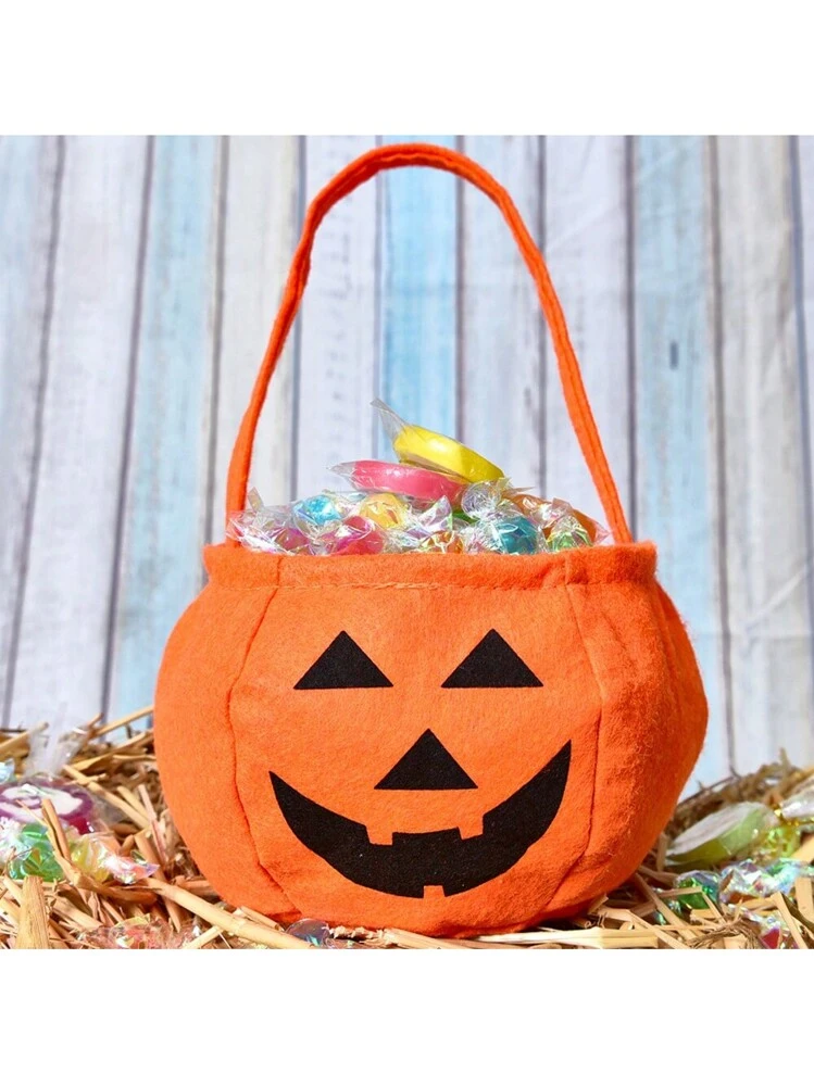 HENBRANDT Borsa Per Dolcetto O Scherzetto Di Halloween - A Forma Di Zucca Arancione 22x35 Cm - Tessuto Con Coulisse Per Bambini