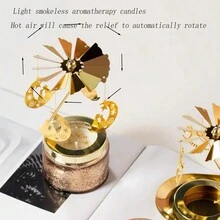 1pc CITTA Automatic Rotation Smokeless Aroma Candle, Romantic Fragrance Candle Carousel, Delicate Floating Carved Decoration For Home Use, Long-Lasting Fragrance, Interesting Aroma Candle Lamp For Home Party, Gift For Girlfriend - 85g - View 4