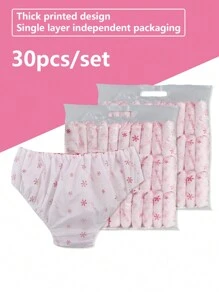 30 peças/conjunto de cuecas descartáveis para viagem pós-parto, cuecas descartáveis não tecidas, itens descartáveis para viagem, itens essenciais para hotéis, itens essenciais para atividades ao ar livre, itens para quarto, acessórios para viagem de praia, mini períodos, itens descartáveis para banheiro - Multicolorido - Ver 2